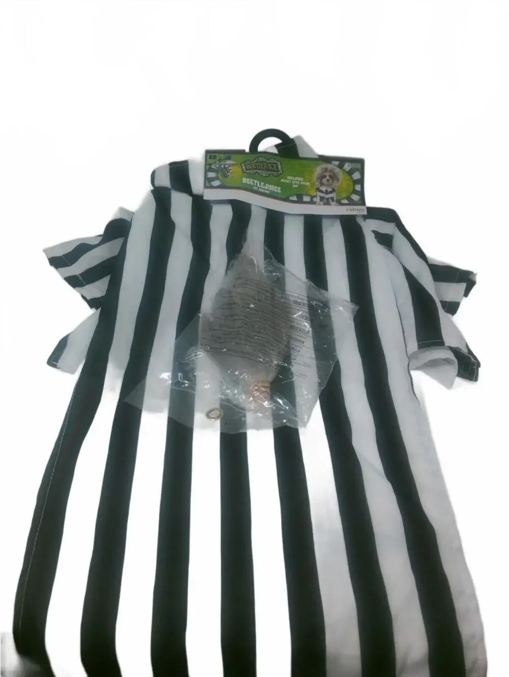 Beetlejuice Dog Costume with Jacket and Tie and Wig Size Large